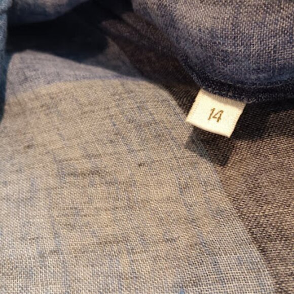 VTG Doncaster Blouse Women's 14 100% Linen Blue Plaid Button Down Sheer Top - Picture 5 of 11